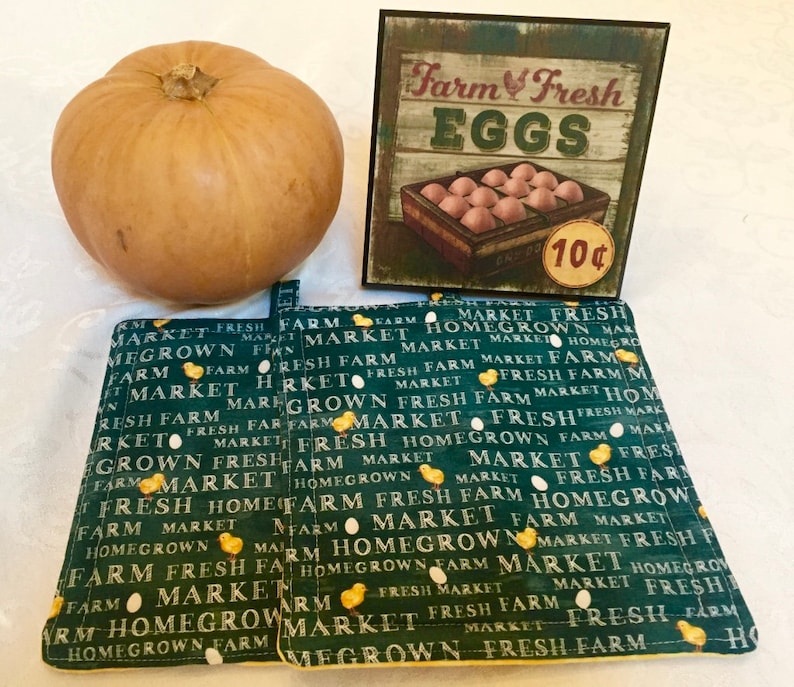 Farmers Market Chicks and Eggs Handmade Pot Holders