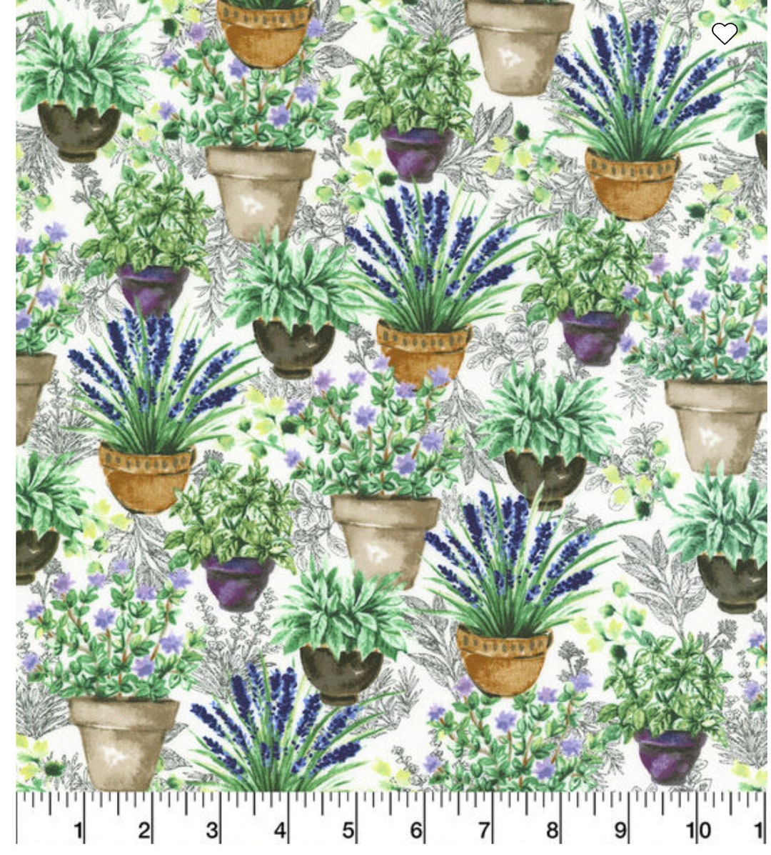 Herbs Gardening Fabric by the Yard Sewing Fabric Etsy
