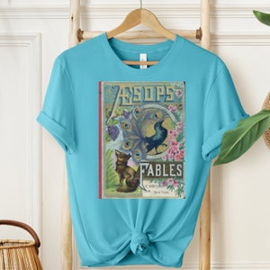 Vintage Children&#39;s Book Cover Shirt, Folklore Forest Fox Print Shirt, Vintage Forestcore TShirt, Folk Art Fox T-Shirt, Cottagecore Aesthetic