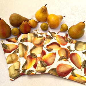 Handmade Golden Pear Pot Holders: Quilted Farmhouse Kitchen Decor (Set of 2)