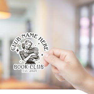 Pegatina de vinilo personalizada para club de lectura: diseño retro, regalo personalizado