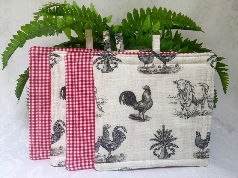 Vintage Farm Animal Handmade Pot Holders Set of 2 Etsy
