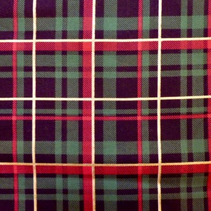 Red Green Black Gold Large Christmas Plaid 100 Percent Cotton Fabric For Quilting Sewing Crafts and Decor, Holiday Fabric-By-The-Yard