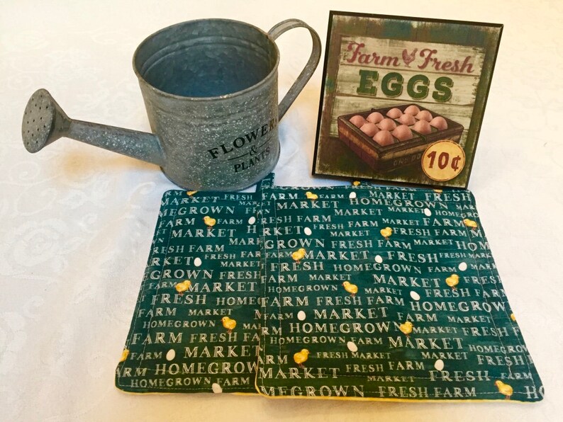 Farmers Market Chicks and Eggs Handmade Pot Holders