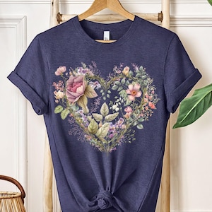 Woodland Wildflowers Heart Shirt: Personalized Gift-For Gardening Mom