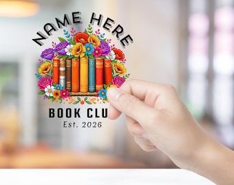 Book Club Stickers Personalized, Colorful Custom-Sticker for Latin Bookclub, Personalized Gift-for Book Club, Book Club Favors