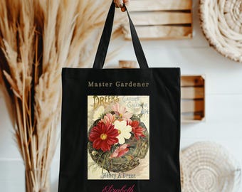 Persönliches Geschenk für Gartenliebhaber, Vintage-Taschen und -Beutel mit Blumenmuster für Gärtner, personalisiertes Geschenk für Gärtner, individuell gestaltete Geschenktasche