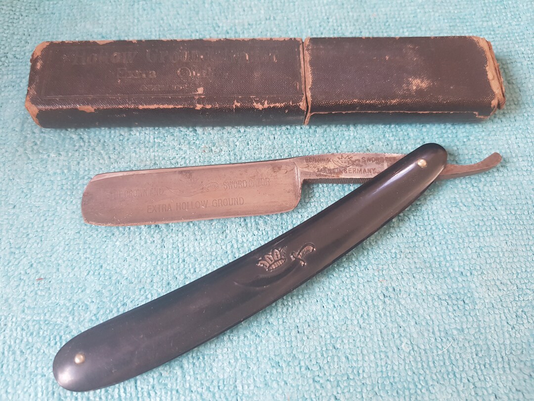 Antique Carl Friedrich Ern Straight Razor: Crown & Sword, German Cut ...