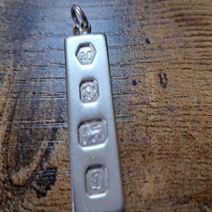Vintage Silver Ingot, Carrs of Sheffield, 1978, Ingot Pendant, fine jewellery, Solid Silver