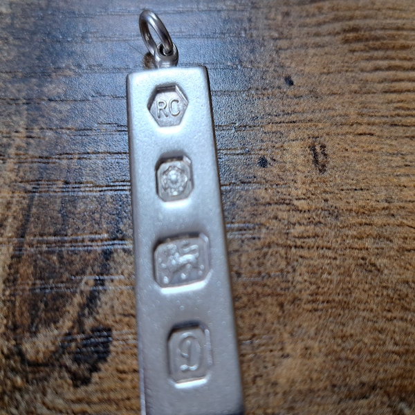 Vintage Silver Ingot, Carrs of Sheffield, 1978, Ingot Pendant, fine jewellery, Solid Silver