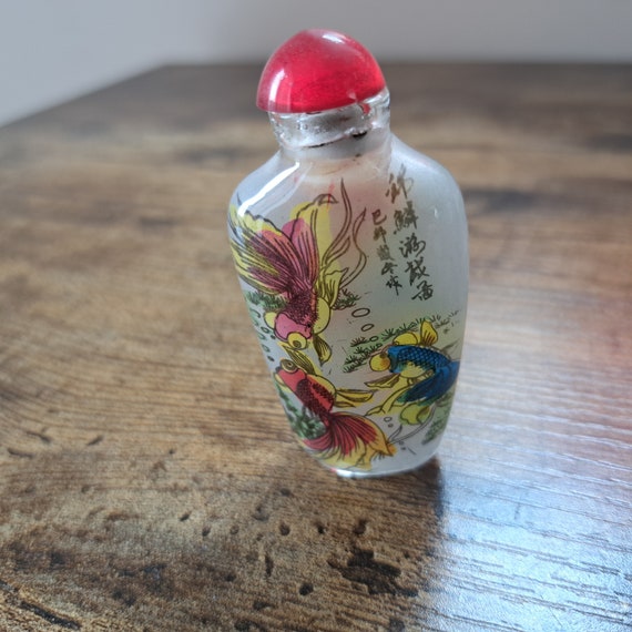 Vintage Glass Reverse Painted Oriental Perfume Bo… - image 2