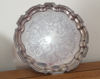 Bandeja Vintage, Bandeja de Tarjeta Plateada, Esclava de Plata, Bandeja para Servir, Bandeja de Bebidas, Salver Grabado
