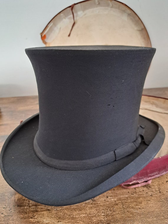 Antique Folding Top Hat in Its Original Box, Collapsible Black Top Hat,  Formal Wear, Wedding, Prop 