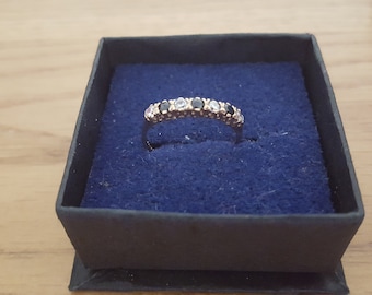 9ct Gold sapphire half eternity ring size K 1/2, fine jewellery