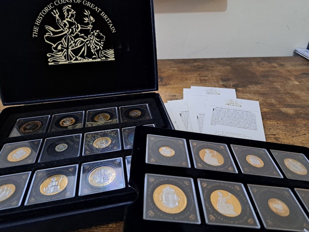 Cased 24ct Gold Plated Coin Set With Certificates Historic - Etsy