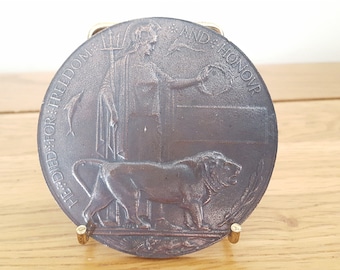 Reproduction WW1 miniature death plaque, bronze wartime plaque