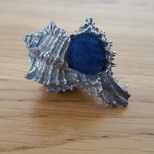 Antique Pewter Pin Cushion, shell shaped, Vintage sewing accessory, home decor, Pewter Shell, collectable Sea Shell, Pin Cushion
