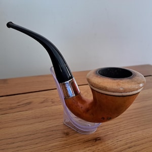 Antique Orlik 1910 Calabash Tobacco Pipe, Sterling Silver Collar