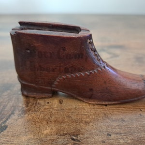 Antique Snake Box, Wooden Shoe, POW Boer War, Prisoners hand carved boot, A/F