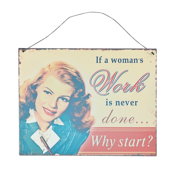 Humorous Metal Tin Sign: Retro Woman Wall Decor