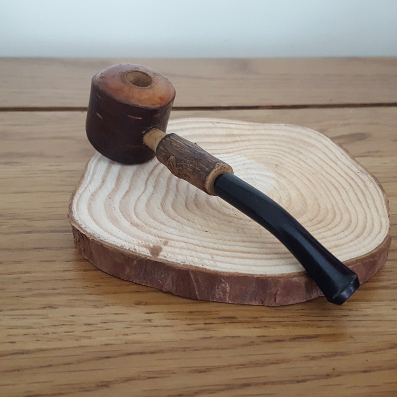 Carved Tobacco Pipe Estate pipe Vintage Rustic Smoking Pipe smokers accessory tiny bowl Briar pipe Small collectable pipe man cave
