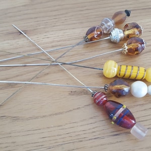 Vintage Hat pins, 6 ornate hat pins, long hat pins