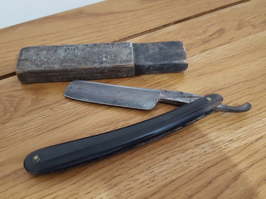Vintage Crown & Sword Straight Razor: Germany Solingen, Friedrich Ern ...