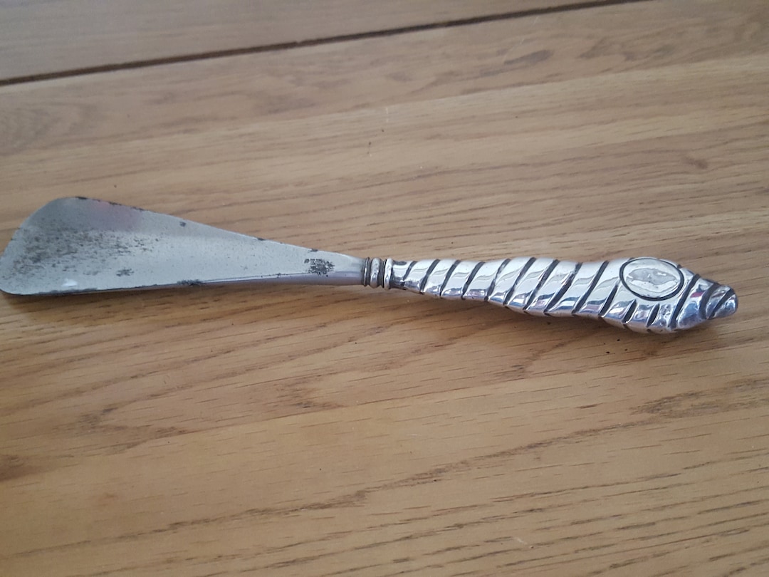 Vintage Silver Handled Shoe Horn, Hallmarked Silver Handle, Antique