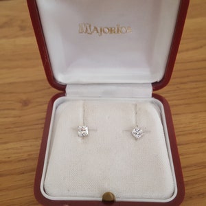 9ct White Gold Stud Earrings, Earrings for Pierced Ears, Gold Jewellery, Cubic Zirconia Princess Cut