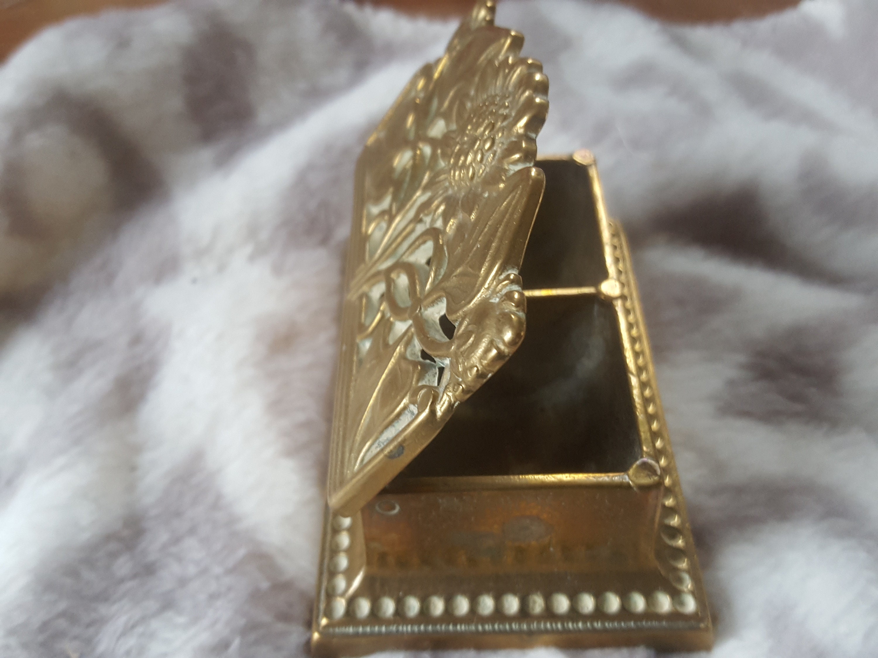 Antique Stamp Holder Solid Brass Lidded Box for Stamps Desk Etsy