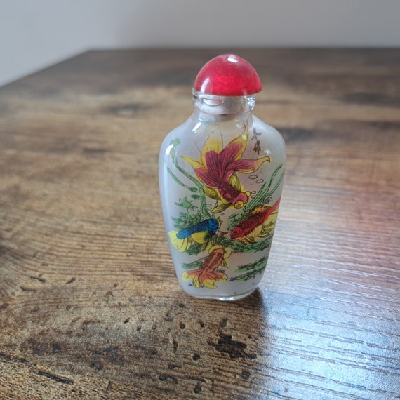 Vintage Glass Reverse Painted Oriental Perfume Bo… - image 1