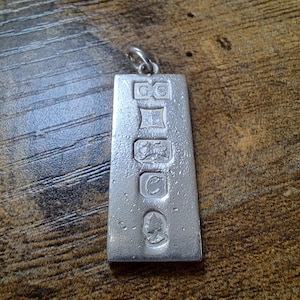 Vintage Silver Ingot, G C Birmingham, 1977, Ingot Pendant, fine jewellery, Solid Silver