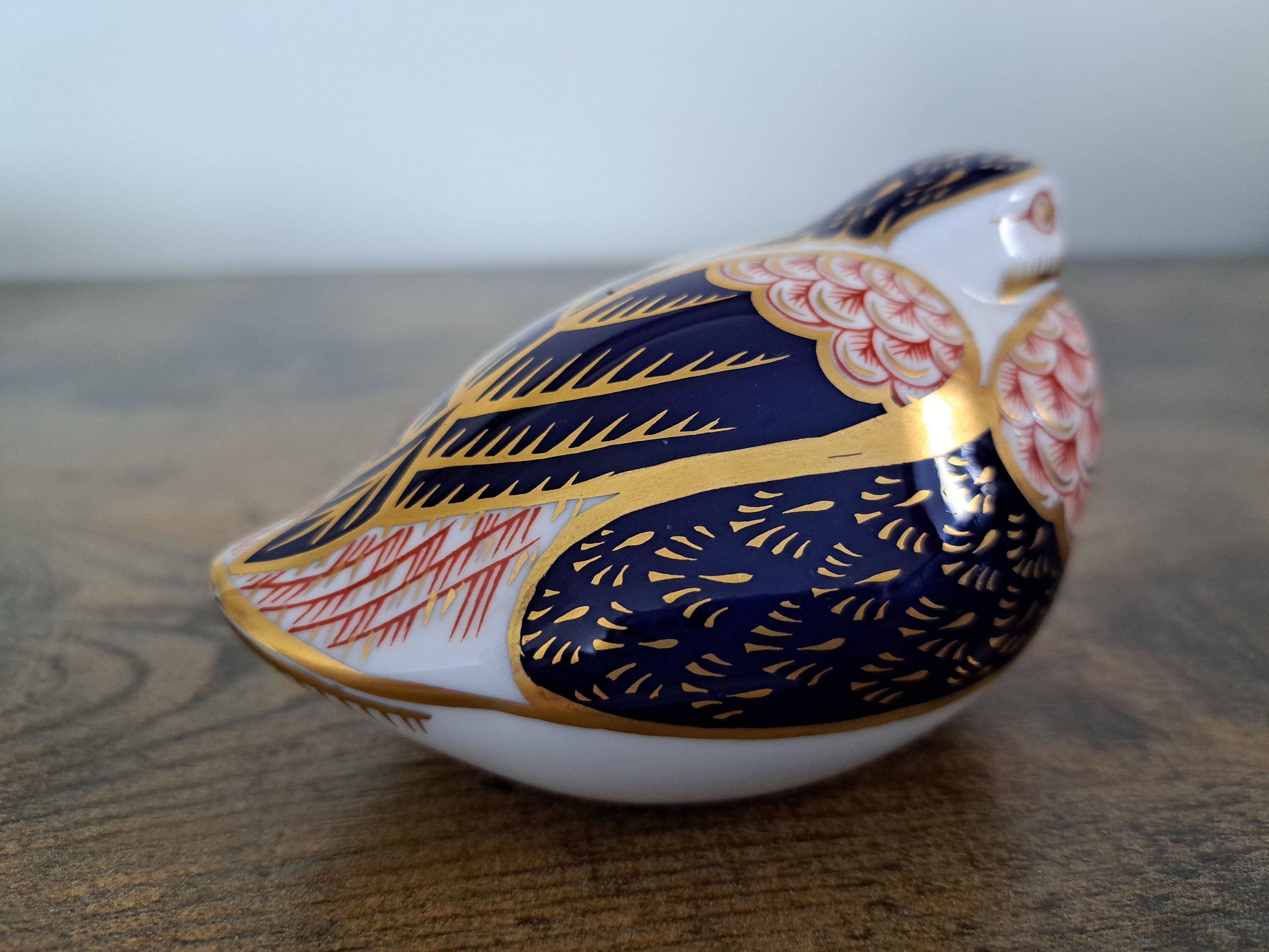 Vintage Royal Crown Derby Quail Paperweight: Handpainted Bone