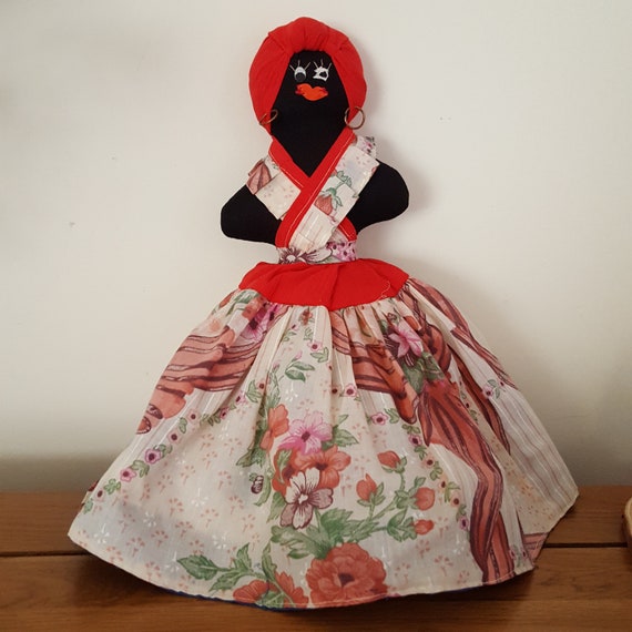 antique topsy turvy doll black white