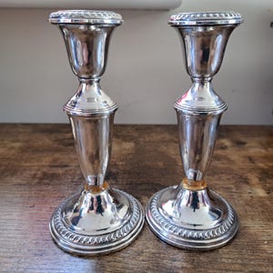 Antique pair candlesticks,  Plated Silver Candle Holders