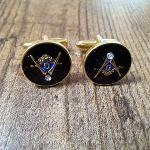 Vintage Masonic Cufflinks, mens cufflinks, mens accessories, freemason, rhinestone