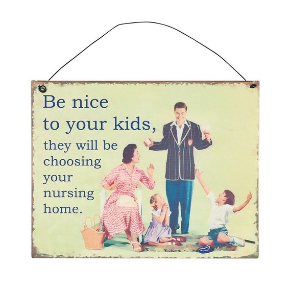 Humorous Tin Sign: Stylized Metal Wall Art