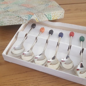 Silver Plated Coffee Bean Spoon Set in Original Box, Sipelia Nickel Silver