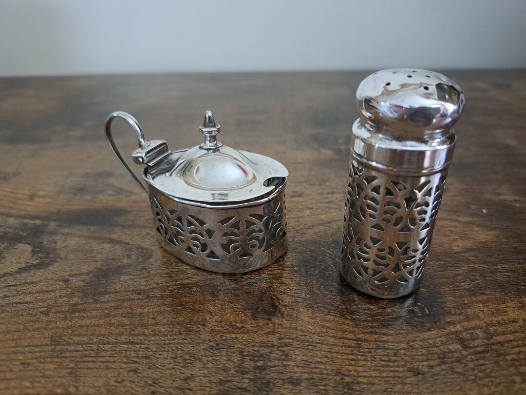 Vintage Sterling Silver Cruet Set, 2 Piece Set, Silver Condiment Set