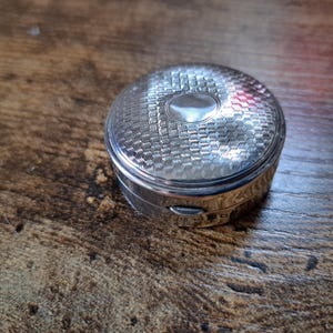 Antique Hallmarked Silver Pill Box with Mirror - 1925