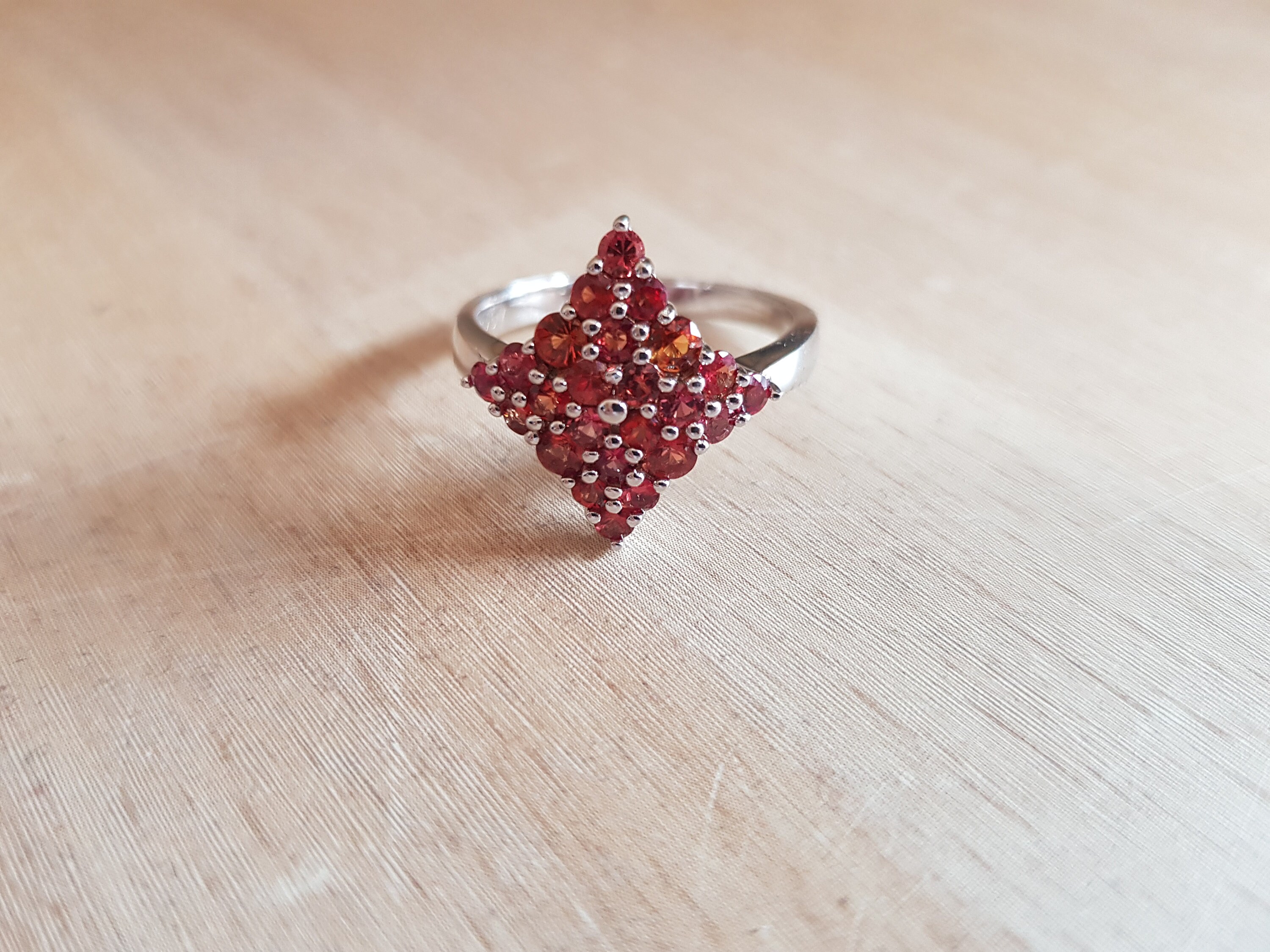 Stering Silver TGGC Orange Sapphire Ring Size T to U Boxed Fine