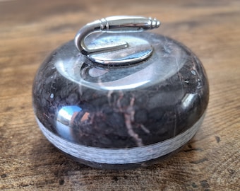 Curling Stone Paperweight, Stoneware Desk Accessory