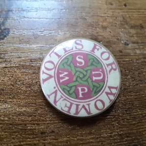 Vintage Suffragette Pin Badge, Votes for Women, WSPU, badge
