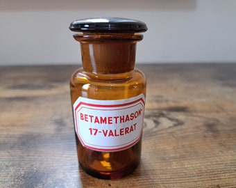 Vintage Laborglasflasche, wissenschaftliche chemische Experimente, Apothekerflasche und Stopper