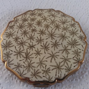 Vintage Stratton Powder Compact, Emailled Compact, goudkleurig, vintage make-up, handtas spiegel, cosmetica, toiletartikelen, ijdelheid compact
