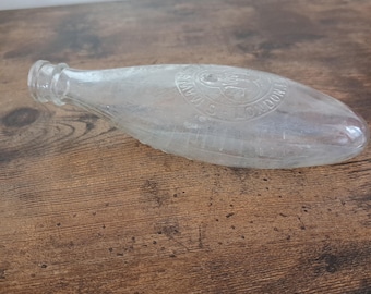 Botella de vidrio antigua grande para asesinato, biberón para bebés, botella torpedo, S Maw hijo y hijos