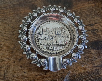 Großer Aschenbecher in massiv Silber 835 mit alter Silbermünze von