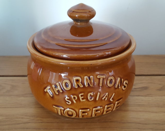 Vintage, Ceramic, Thornton's, Special Toffee Sweet Jar, Glazed Pottery