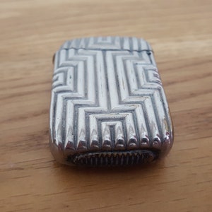 Antique Silver Plate Vesta Case, match vesta,  Unusual match striker and holder