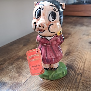 Vintage Petunia Pig Carosello, Warner Brothers Decanter, Italia pintada a mano, decantador vacío